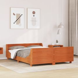 Bedframe Wax Brown 135x190cm Double Solid Wood Pine
