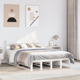 Bedframe White 135x190cm Double Solid Wood Pine