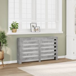 Radiator Cover Concrete Grey 149x20x82 cm Engineered Wood - vid-852702