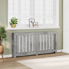 Radiator Cover Concrete Grey 175x20x82 cm Engineered Wood - vid-852756