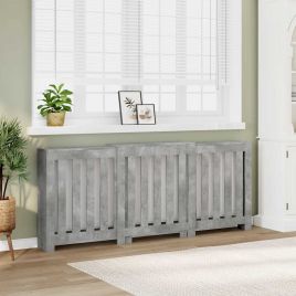Radiator Cover Concrete Grey 205x21.5x83.5 cm Engineered Wood - vid-852765