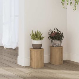 BEOAK Plant Stands 2 pcs Artisan 10x10x18 cm Wooden - Oak