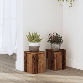Plant Stands 2 pcs Old Wood 15x15x20 cm Engineered Wood