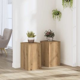 BEOAK Plant Stands 2 pcs Artisan 30x30x50 cm Wooden - Oak