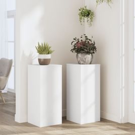 BEOAK Plant Stands 2 pcs 30x30x70 cm Wooden - White