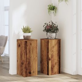 BEOAK Plant Stands 2 pcs 30x30x70 cm Wooden - Old Wood
