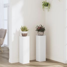 BEOAK Plant Stand 2pcs 17x17x60 cm Wooden - White