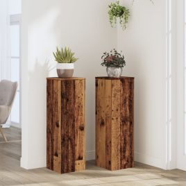 BEOAK Plant Stand 2pcs 25x25x80 cm Wooden - Old Wood
