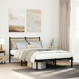 Metal Bedframe Sonoma Oak 120x190cm Small Double