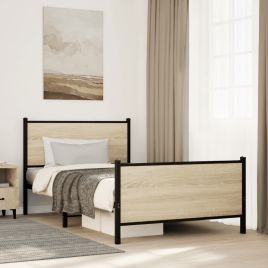 Metal Bedframe Sonoma Oak 107x203cm