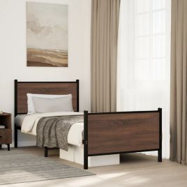 Metal Bedframe Brown Oak 90x190cm Single
