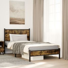 Metal Bedframe Smoked Oak 100x200cm