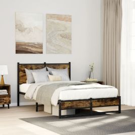 Metal Bedframe Smoked Oak 120x190cm Small Double