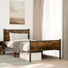 Metal Bedframe Smoked Oak 107x203cm
