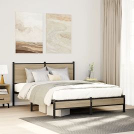 Metal Bedframe Sonoma Oak 137x190cm