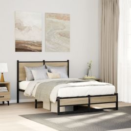 Metal Bedframe Sonoma Oak 120x190cm Small Double