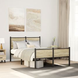 Metal Bedframe Sonoma Oak 120x190cm Small Double