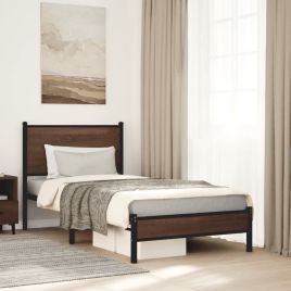 Metal Bedframe Brown Oak 75x190cm Small Single