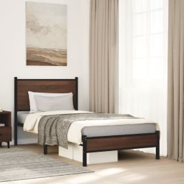 Metal Bedframe Brown Oak 80x200cm