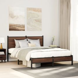 Metal Bedframe Brown Oak 150x200cm King Size