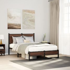 Metal Bedframe Brown Oak 120x200cm