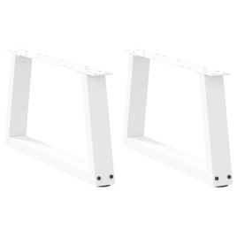 Dining Table Legs V-Shape 2 pcs White 50x(30-31.3) cm Steel