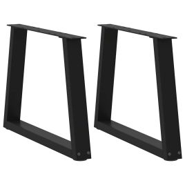 Dining Table Legs V-Shape 2 pcs Black 50x(42-43.3) cm Steel