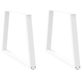 Dining Table Legs V-Shape 2 pcs White 90x(72-73.3) cm Steel
