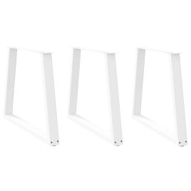 Dining Table Legs V-Shape 3 pcs White 80x(72-73.3) cm Steel