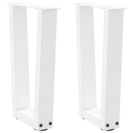 Dining Table Legs V-Shape 2 pcs White 28x(42-43.3) cm Steel