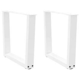 Dining Table Legs V-Shape 2 pcs White 60x(42-43.3) cm Steel