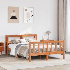 Bedframe with Headboard Wax Brown 160x200cm
