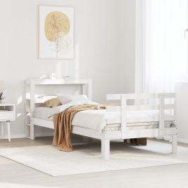 Bedframe with Headboard White 75x190cm Small Single
