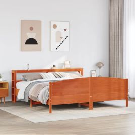 Bedframe Wax Brown 200x200cm Solid Wood Pine