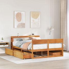 Bedframe Wax Brown 140x190cm Solid Wood Pine