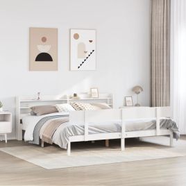 Bedframe White 200x200cm Solid Wood Pine
