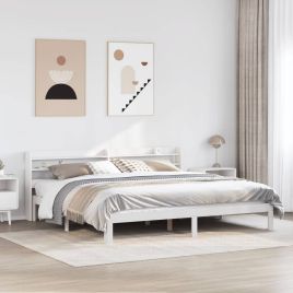 Bedframe with Headboard White 200x200cm
