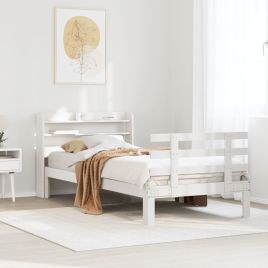 Bedframe with Headboard White 100x200cm