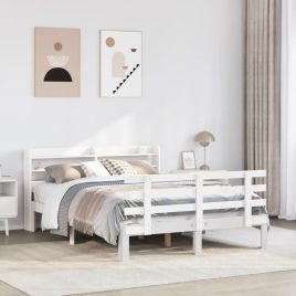 Bedframe with Headboard White 140x200cm