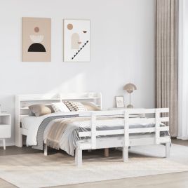 Bedframe with Headboard White 150x200cm King Size