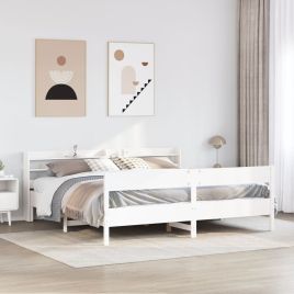Bedframe White 180x200cm Super King Solid Wood Pine