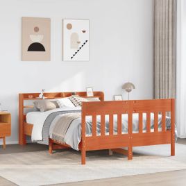 Bedframe Wax Brown 150x200cm King Size Solid Wood Pine