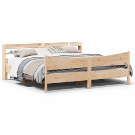 Bedframe with Headboard 180x200cm Super King Solid Wood Pine