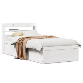 Bedframe with Headboard White 75x190cm Small Single Solid Wood Pine