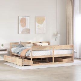 Bedframe 200x200cm Solid Wood Pine