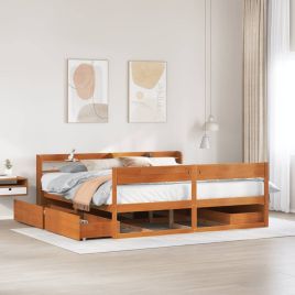 Bedframe Wax Brown 180x200cm Super King Solid Wood Pine