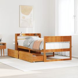 Bedframe Wax Brown 75x190cm Small Single Solid Wood Pine