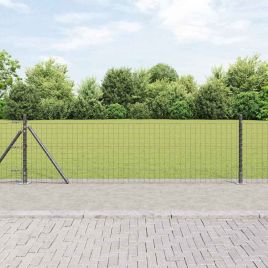 Fence Posts with Base Plates 52 pcs Diameter 32mm 70cm Galvanised Steel
