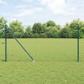 Chain Link Fence with 7 Spike Posts 1.4x10 m Galvanised Steel