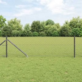 Chain Link Fence with 7 Spike Posts 0.8x10 m Galvanised Steel